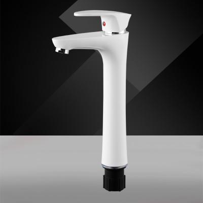 China Good Price Plastic Metered Faucets Color ABS Long Body Wash Basin Faucet High Quality Material Larger White Basin Faucet for sale