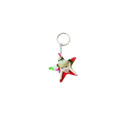 China 2021 New Arrival Customized Fashion Key Chain Promotion Gift Key Chains Personal Sublimation 6.5cm Star Shape Plastic Polymer Key Chain for sale