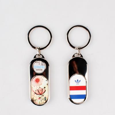 China Wholesale Promotion Gift Key Chain Blank 3 Pieces Custom Aluminum Sheets Printed Oval Shape Sublimation Metal Zinc Alloy Key Chain for sale