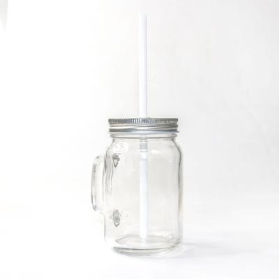 China Professional Manufacturer Mason Jar Style Sublimation 15 Ounce Mason Jar Glass Cup With Straws for sale