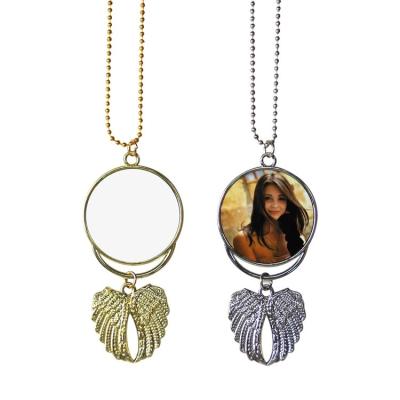 China Other Quality Promotional Sublimation Blanks Angel Wing Car Accessories Necklace Pendant Zinc Alloy Wedding Round 10 Pcs Unisex for sale