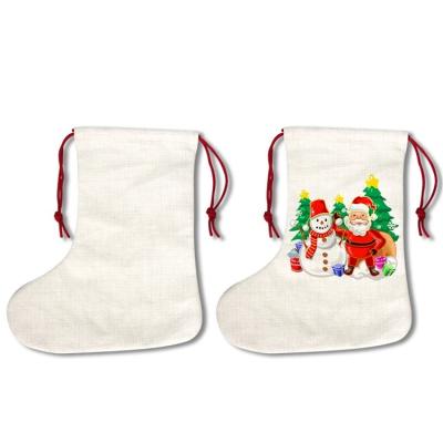 China Polyester Canvas Christmas Decoration Supplies Sublimation Masks Knitted White Christmas Stocking Textile 2021 Sock Toppingsub Buy 10 Pcs for sale