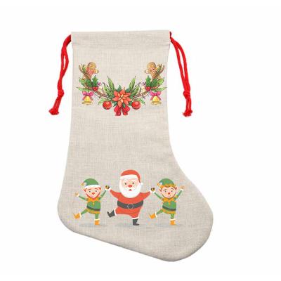 China Merry Christmas Decoration Toppingsub Xmas Holiday Decoration Christmas Knit Stocking Sublimation White Canvas Christmas Stocking for sale