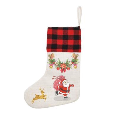 China Merry Christmas Decoration Toppingsub Printable Christmas Double Sided Knit Stocking Sublimation White Canvas Christmas Stocking for sale