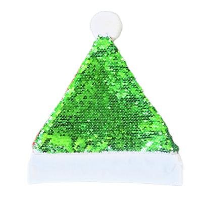 China Christmas Party Supplies 2021 Newest New Arrival Green Christmas Hat Sublimation Masks Christmas Sequin Hat For Christmas Day Decoration for sale