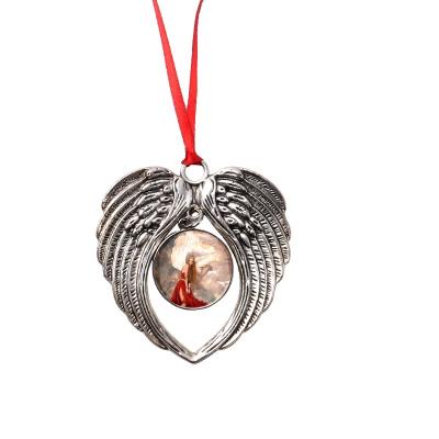 China Zinc Alloy With Insert Good Quality New Arrivals Christmas Ornaments Decoration Supplies Aluminum Blank Angel Wings Jewelry for sale