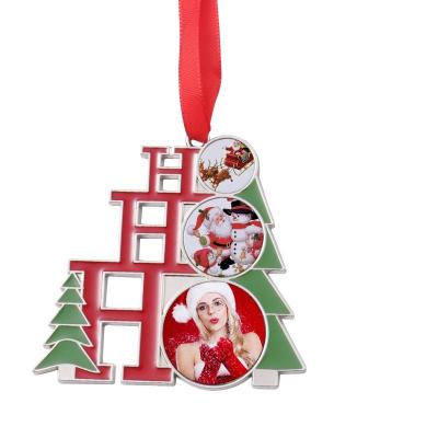 China Zinc Alloy With Insert 2021 New Arrivals Metal Christmas Gifts Aluminum Christmas Decoration Supplies Christmas Tree Hanging Ornaments for sale