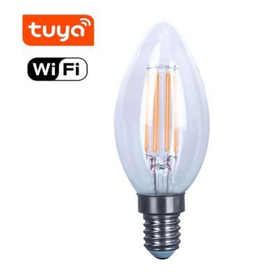 China Smart Hotel C37 6W E14 E27 B22 Tuya Smart Wifi Light Bulb CE RoHS Bulb for sale