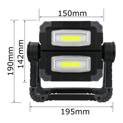 China Outdoor Portable 360 ​​Work Light 100%-50%-OFF COB 2*10W LED Foldable Flood Light For Camping Hiking for sale