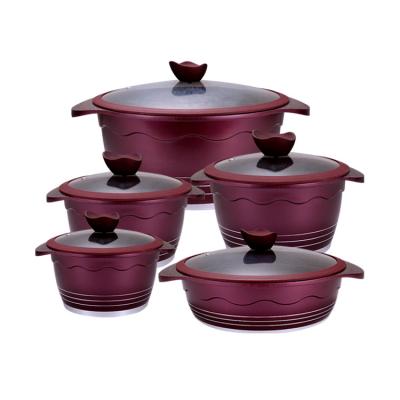 China Sustainable Kitchen Pots Sets Cooking Casserole Cookware Sets Non Stick Marble Coating Induction Cooking Pots for sale