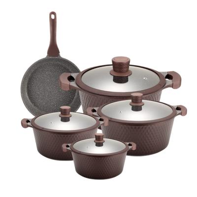 China Sustainable Kitchen Pots Granite Cookware Set Non Stick Cookware Sets Cast Aluminum Cooking Pot for sale