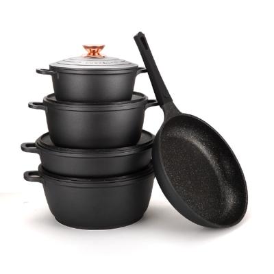 China Sustainable Kitchen Utensils Set Cookware High Performance Granite Hardware Induction Coating Non-Stick Cookware Sets for sale