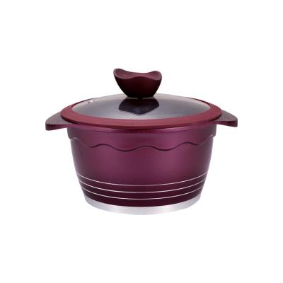 China Sustainable Casserole Cooking Pots Aluminum Cookware Kitchen Cookware Casserole With Lid And Two Handle for sale