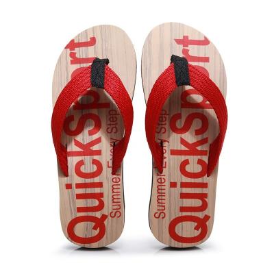 China Anti-Slip Flip Flops For Men's EVA Wood Grain Slippers For Men's Custom Logo Slippers Fashion Boy Designer English Factory Slippers for sale