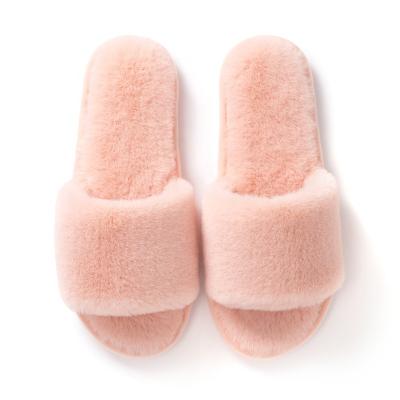 China Autumn and winter thermal girls open slippers indoor home slippers close to the skin plush cotton breathable slippers for sale