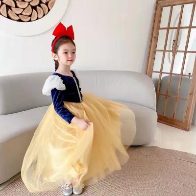 China Anti-wrinkle Girls Dress Autumn Winter Snow Dress White Bubble Sleeve Princess Dress for sale