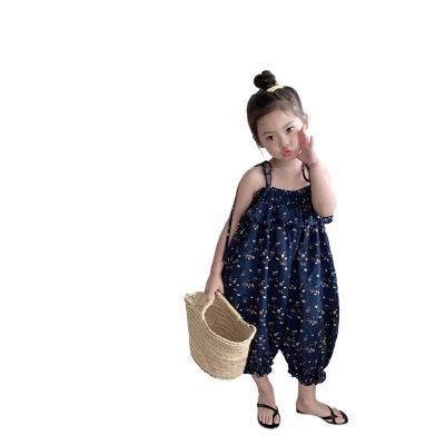 China Western Style Breathable Suspenders Girls Summer Wear Western Children's Cute Flower With Chest Lantern Mosquito Repellent Pants Baby Overalls for sale