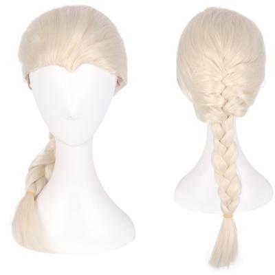 China Assets; 2021 New Reusable Halloween Elsa Princess Cosplay Long Single Braid Child Wigs for sale