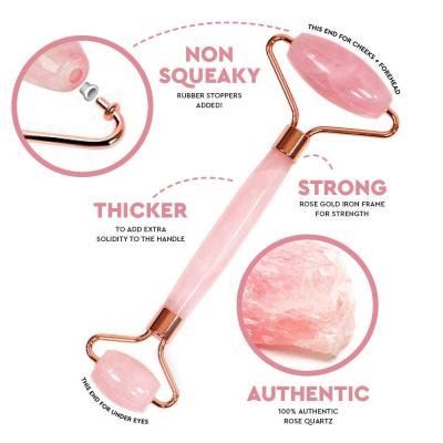 China Skin Tightening High Quality Rose Quartz Gua Sha Tools Facial Massage Jade Roller Scraping Set for sale