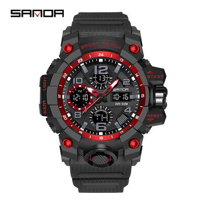 China SANDA 6021 Alarm Digital Watch Luxury Fashion Sports Men Waterproof Analog-Digital Wristwatches for sale