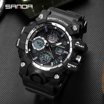 China Alarm SANDA New LED Display Multiple Time Watches Fashion Men Wrist Digital Watch for sale