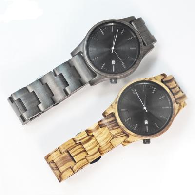 China OEM Factory Wholesale Non-Specific Wooden Wristwatch Watches Customized Minimalist Wooden Calendar Case Men's Watch For Men for sale