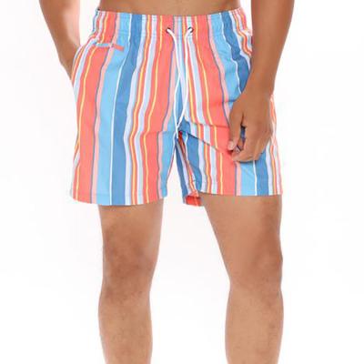 China Fashionable Drawstring Loungewear Supplier OEM China Polyester Rainbow Stripes Short Pattern Viable Pocket Printing Summer Men's Shorts for sale