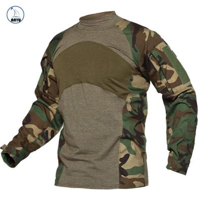 China Anti-Wrinkle OEM/ODM Customized Logo Shirt Men Tactical Military Combat Long Sleeve Shirts Woodland for sale