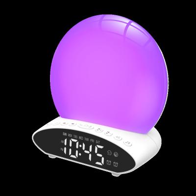 China Latest Design 7 Colors LED Speaker Smart Lamp Alarm Clock Eco-friendly Portable Wireless Touch Control Night Light With Projection Function for sale