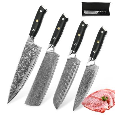 China Wholesale 10pcs Viable Group of Ten Handle Japanese Steel Chef Cooking Knife Damascus Kitchen Set Cheap for sale