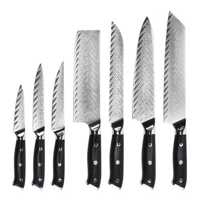 China Fishbone Chef Knife Viable Damascus Cleaver Style Kitchen Set With Handle Group Of Ten for sale