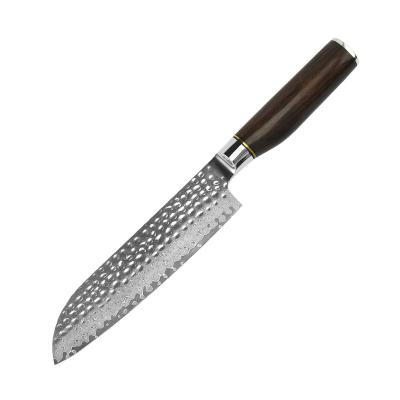 China Damascus Steel Blade Ebony Handle Damas Santoku Knife High Quality Viable Serving Kitchen Knife Set Stainless Steel for sale