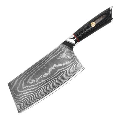 China Amazon Sustainable Hot Selling 67 Layers Damascus Steel Knife With Beach Pattern Pakka Wood for sale