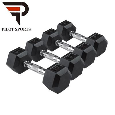 China Home Gym Cross Equipment Fitness Exercise Hex Rubber Coated Dumbbell for sale