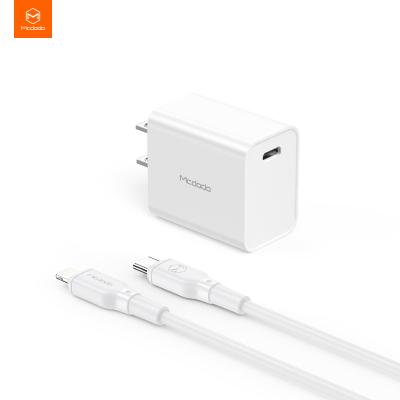 China 20W High Power Charging Mcdodo 20W USA Plug Palladium PD Type-C USB C Charger with Cable Supporting PD QC Fast Charger for sale