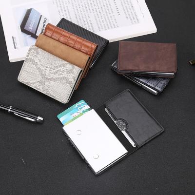 China 2021 noise blocking new rfid card holder leather aluminum wallet noise blocking for sale