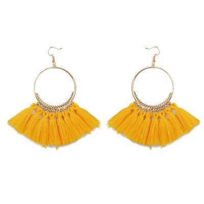 China Fashion bohemian colored tassel earrings - large geometric v-shaped earrings for sale