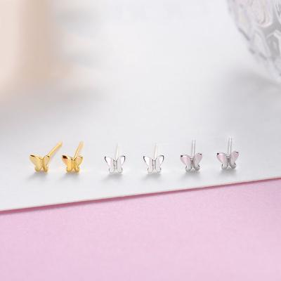 China Elegant Fashion Beautiful 925 Sterling Silver Butterfly Stud Earrings For Women Earings Gold Studs for sale