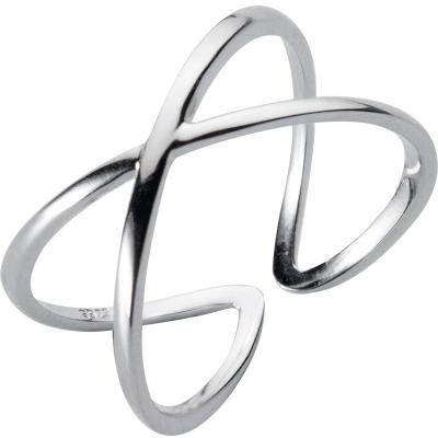 China S925 X/sporty double cross stereo simple daily casual silver adjustable size single ring for sale