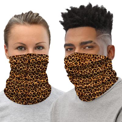 China Breathable Hot Sale Polyester Leopard Neck Cuff Scarf Outdoor Face Mask for sale