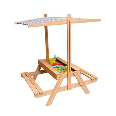 China New Modern Design Kids Picnic Wooden Table And Chair Set With Canopy For Sale for sale