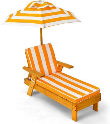 China Factory Easily Assembled Custom Wooden Beach Chair Kids Small Beach Pool Lounge Chair with Umbrella and Cushions for sale