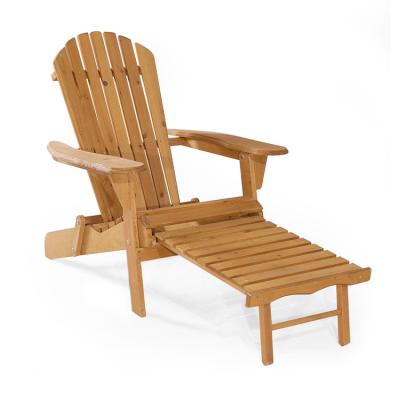 China OEM traditional outdoor adirondack folding deck chair for backyard kd wooden adirondack chair with stool for sale