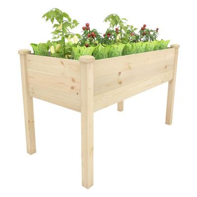 China Modern Rectangle Raised Outdoor Planter Raised Wooden Garden Beds For Vegetable Gardening Flower for sale