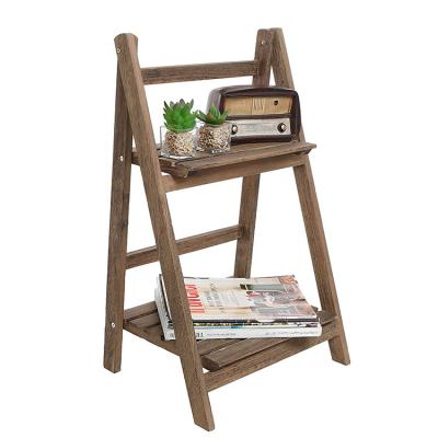 China Eco-friendly Wooden Plant Racks For Indoor Plants 3/2 Tier Foldable Wooden Plant Rack Shelf for sale