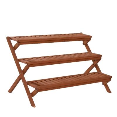 China Eco-friendly Indoor Plant Shelf Wood Plant Stand Indoor Outdoor 3 Tier Planter Rack Flower Pot for sale