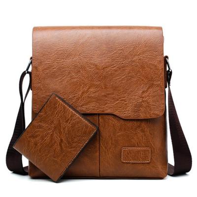 China Waterproof Hot Selling Business Briefcase Pu Leather Durable Waterproof Men's Messenger Bag Wallet Two Piece Set for sale