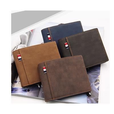 China Waterproof High Quality Business Frosted Men's Wallet PU Leather Large Capacity Short Wallet for sale