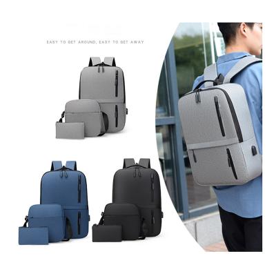 China With USB New Style Simplicity Computer Backpack Solid Color Laptop Backpack Three Piece Set for sale