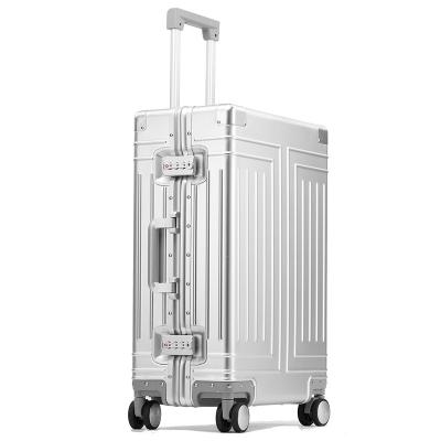 China Durable New style all aluminum magnesium alloy luggage large capacity aluminum frame pure metal suitcase password case for sale